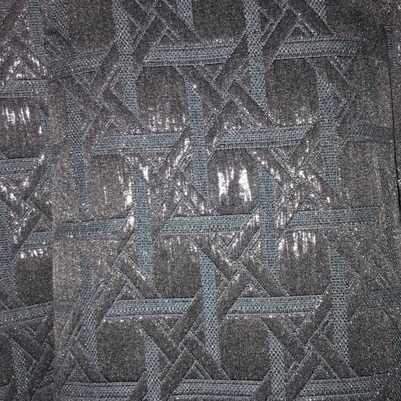 Classy Women’s Black V Neck Formal Dress, Subtle Pattern - Picture 2 of 3